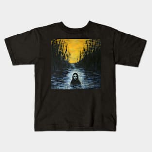 Ghostly Woman Drowning art brut style Kids T-Shirt